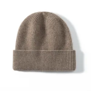100% Cashmere Thickened Unisex Classic Cashmere Hat Solid Color  Knitted Hat