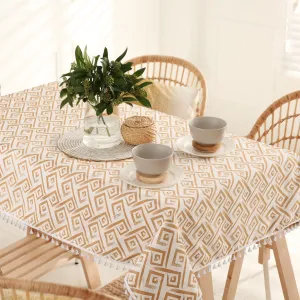 100% Cotton Table cloth/ table cover / table runner for 4 or 6 seater Dining / Centre Table - Basics Beige