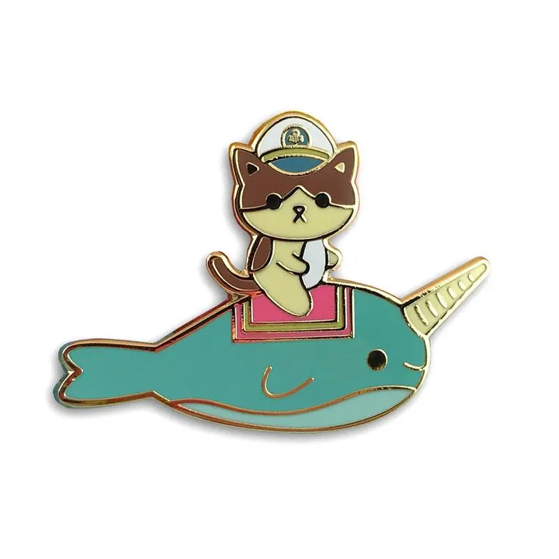 100% Soft - "Admiral Whiskers Narwhal Ride" Enamel Pin