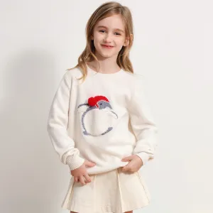 100% Wool Penguin Intarsia Round Neck Sweater