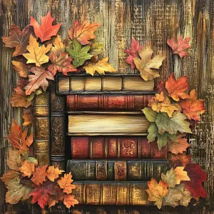 10" x 10" Fall Leaves & Books Sign TTE-056
