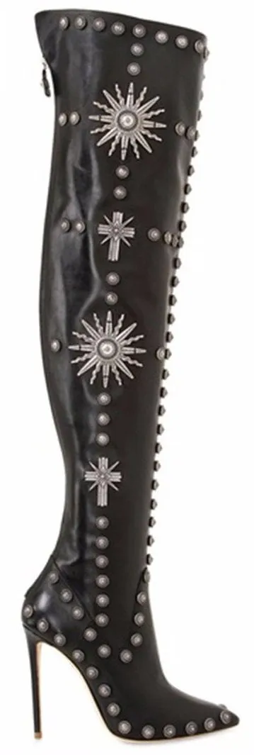 120 mm Embellished Over-the-Knee Boots