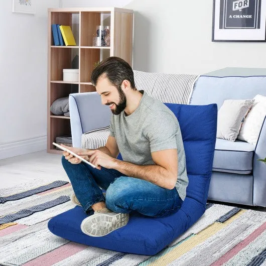 14-Position Adjustable Folding Lazy Gaming Sofa-Blue