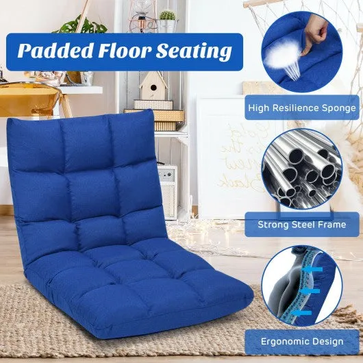 14-Position Adjustable Folding Lazy Gaming Sofa-Blue