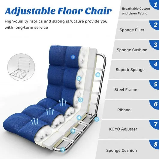 14-Position Adjustable Folding Lazy Gaming Sofa-Blue