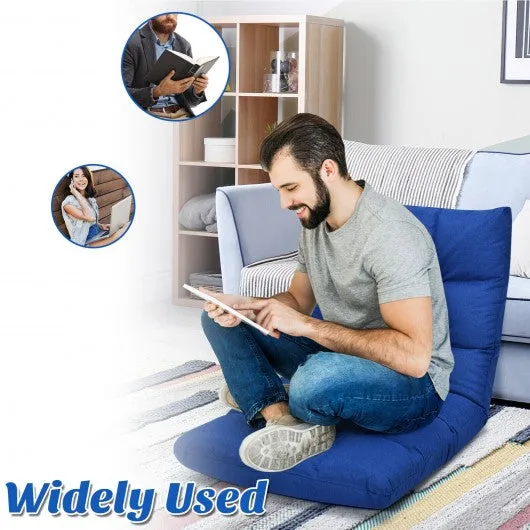 14-Position Adjustable Folding Lazy Gaming Sofa-Blue
