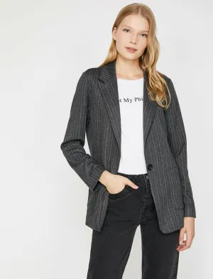14989 Grey Striped Pocket Jacket