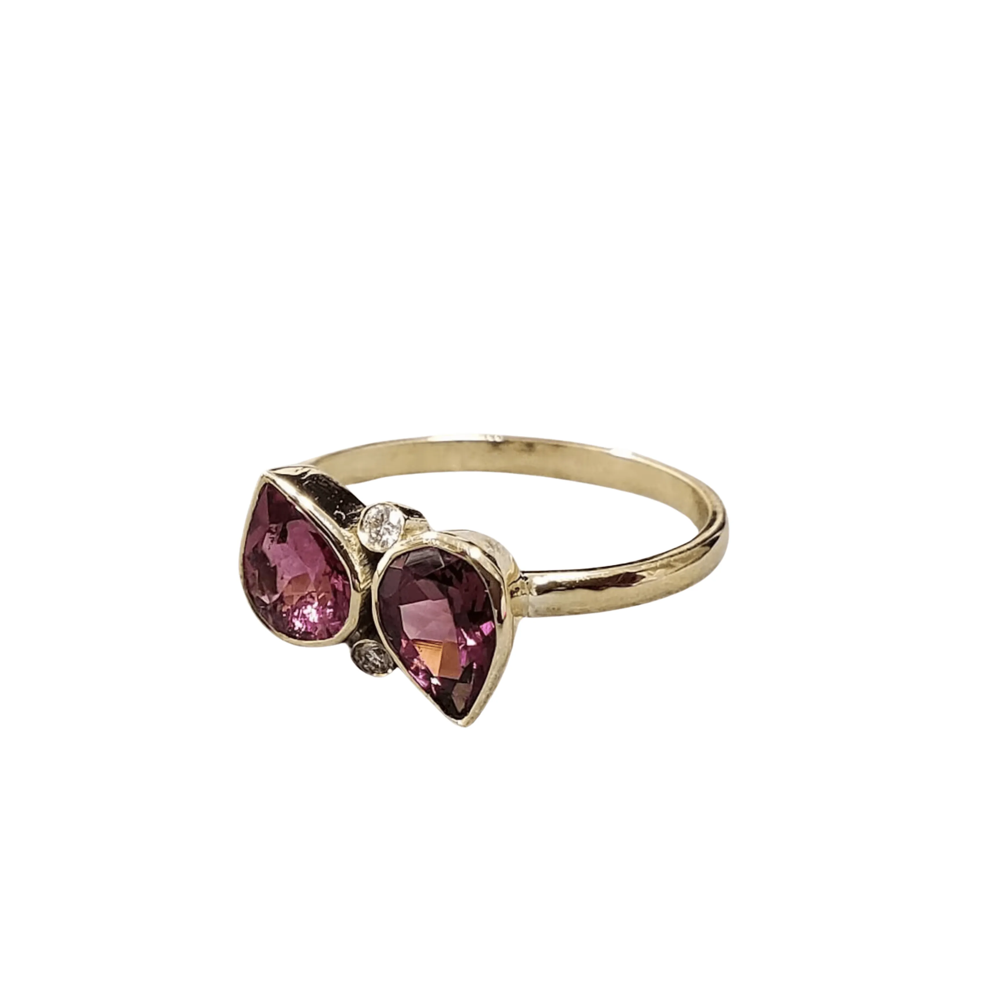 14k Gold Pink Tourmaline & Diamond Ring