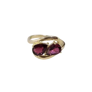 14k Gold Two Stone Pink Tourmaline Ring