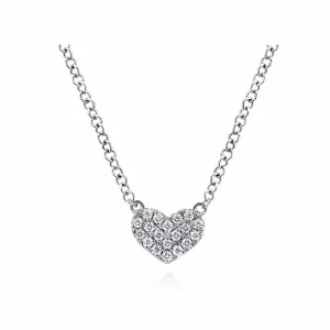 14K White Gold Pavé Diamond Pendant Heart Necklace - NK5450W45JJ