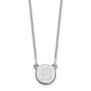 14k White Gold Tiny Circle Block Letter C Initial Pendant and Necklace