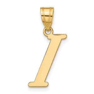 14k Yellow Gold Slanted Design Letter I Initial Charm Pendant