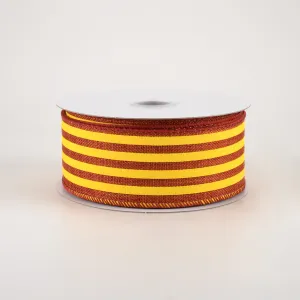 1.5" Cabana Stripes Ribbon: Dark Orange & Yellow (10 Yards)