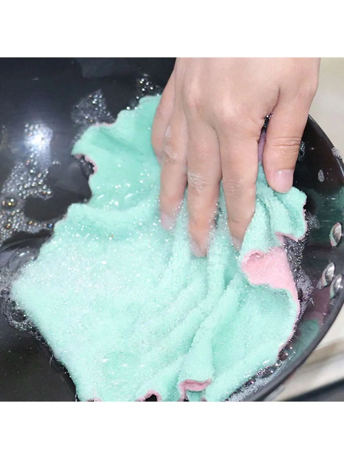 1/6/12/24pcs Thickened Double-Sided 27*16cm Coral Fleece Non-Shedding Kitchen & Home Cleaning Dishwashing Cloth, Reusable