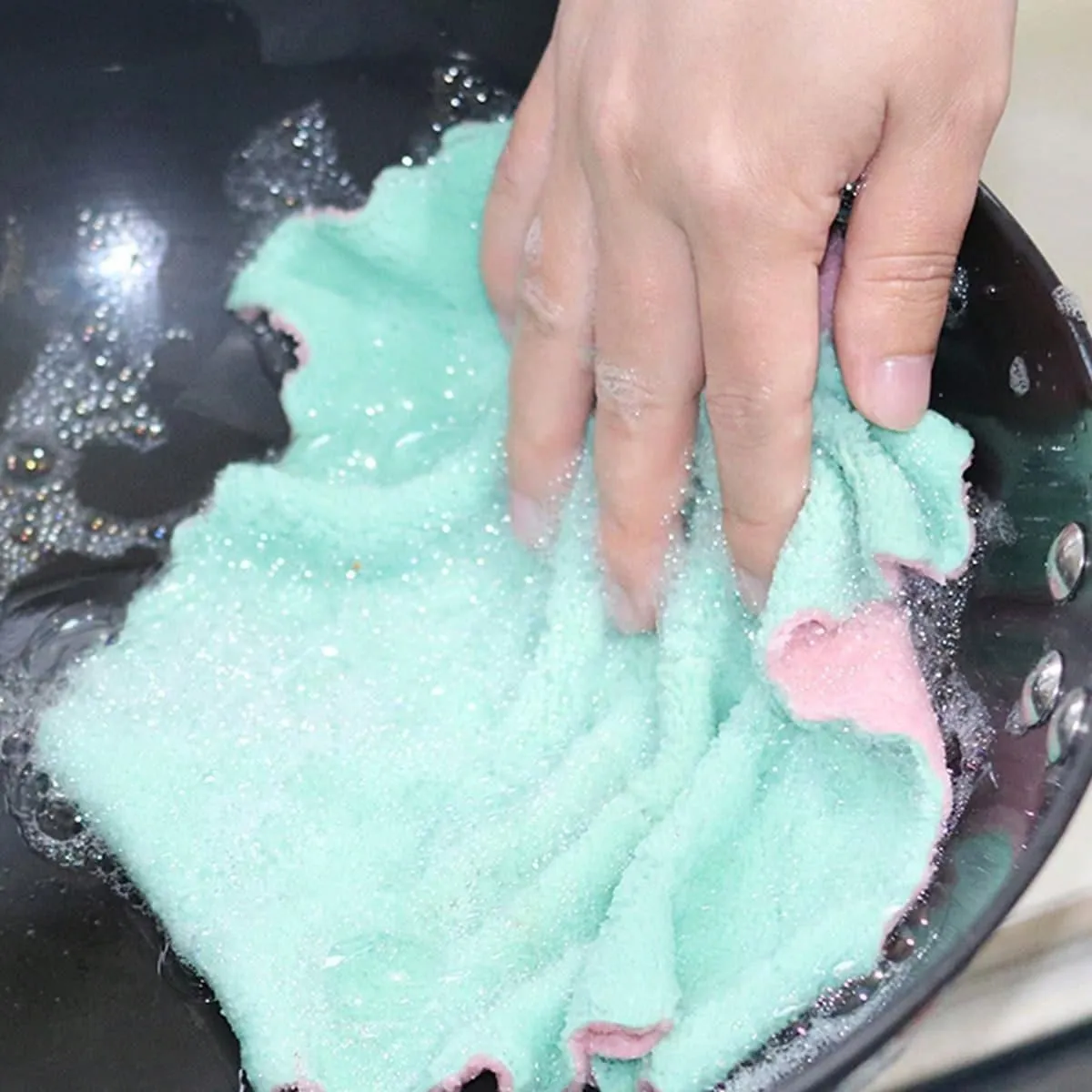 1/6/12/24pcs Thickened Double-Sided 27*16cm Coral Fleece Non-Shedding Kitchen & Home Cleaning Dishwashing Cloth, Reusable