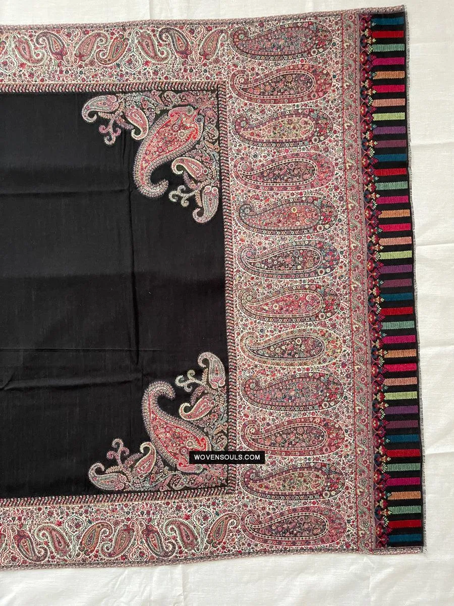 1695 SOLD Black Boteh Shawl from Kashmir
