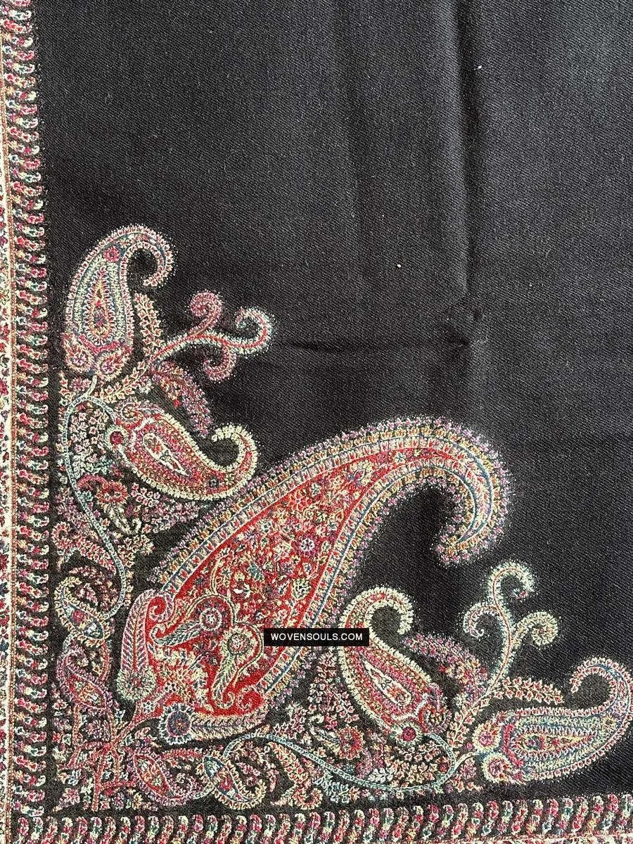 1695 SOLD Black Boteh Shawl from Kashmir