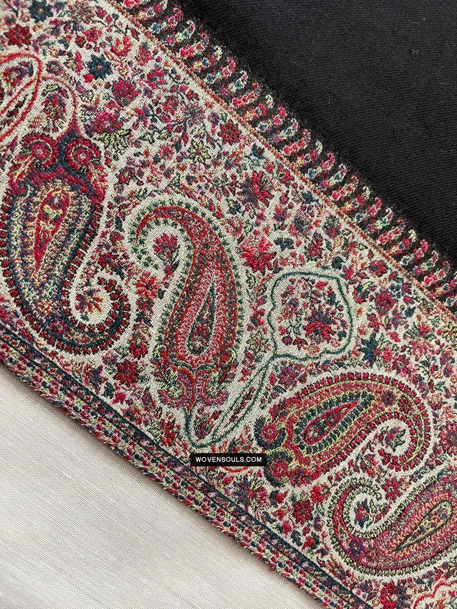 1695 SOLD Black Boteh Shawl from Kashmir