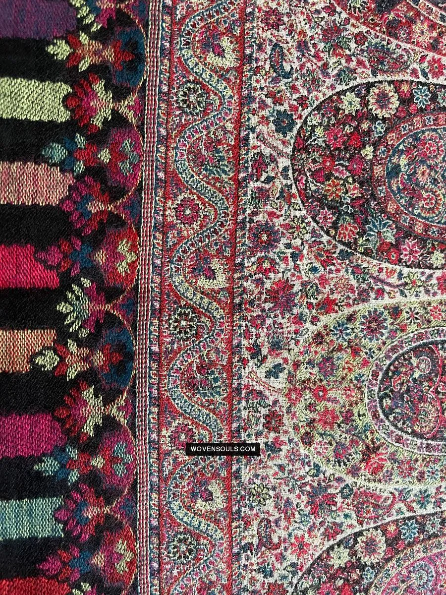 1695 SOLD Black Boteh Shawl from Kashmir