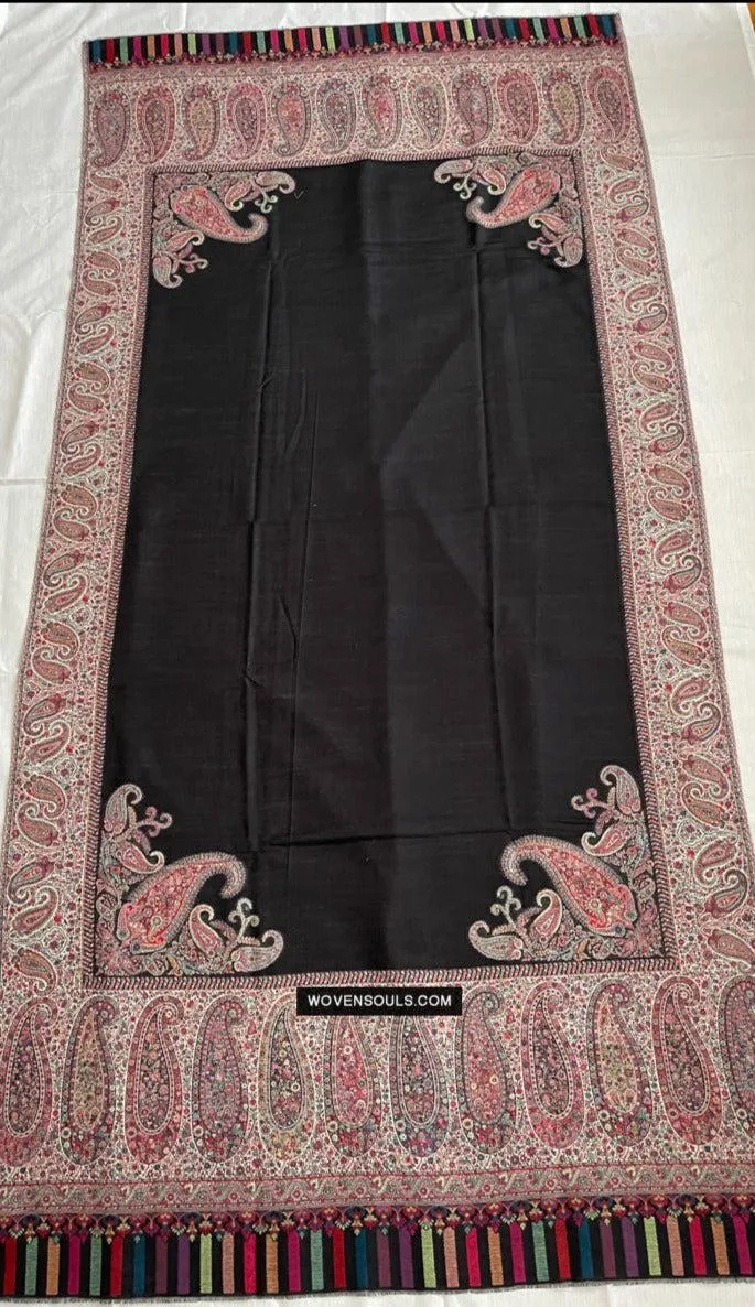 1695 SOLD Black Boteh Shawl from Kashmir