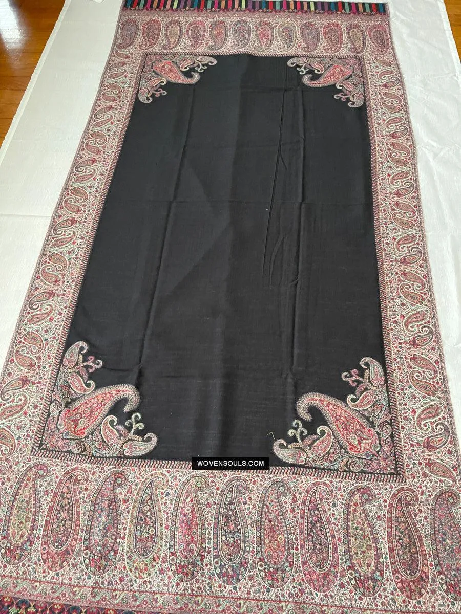 1695 SOLD Black Boteh Shawl from Kashmir