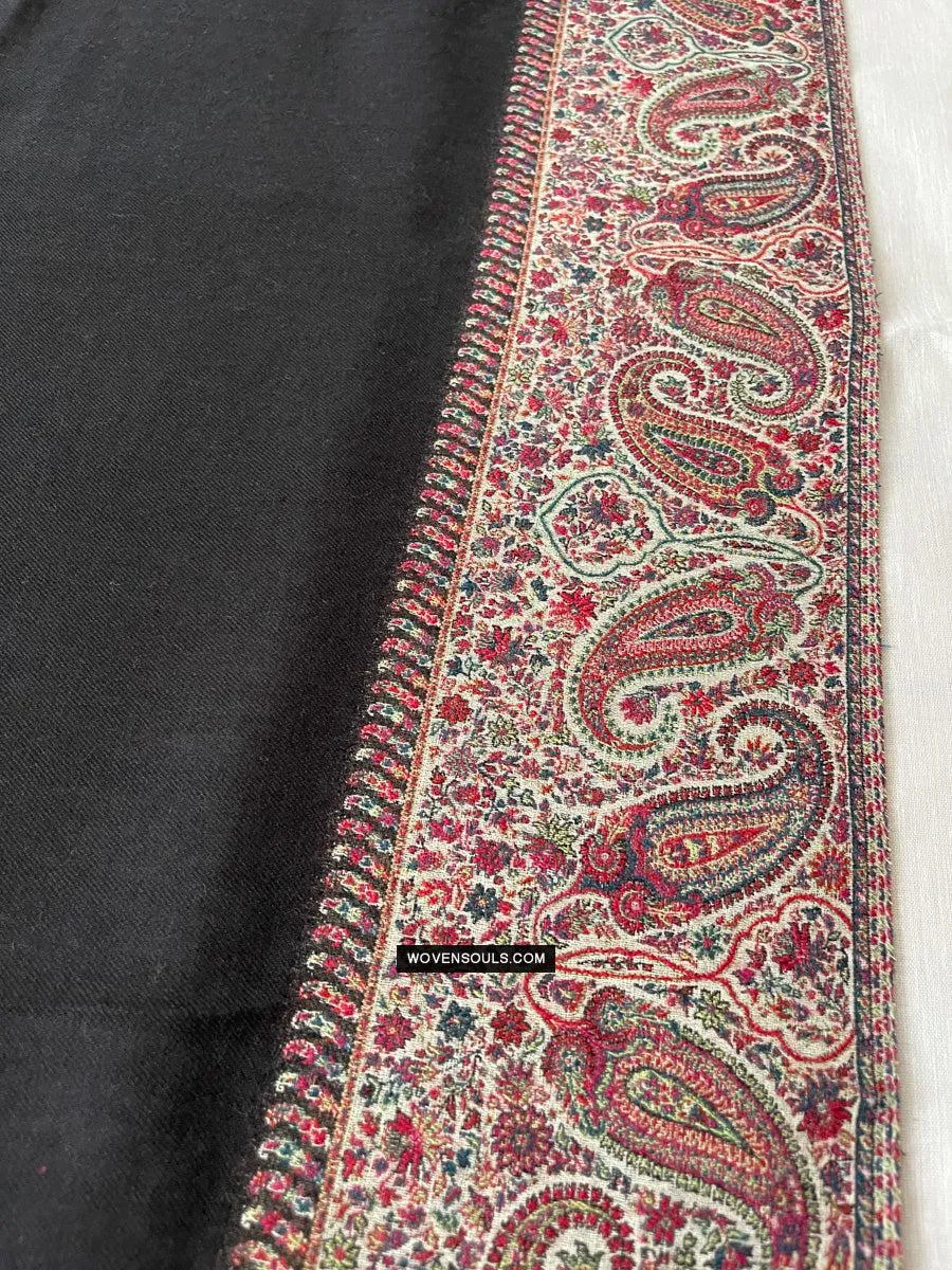 1695 SOLD Black Boteh Shawl from Kashmir