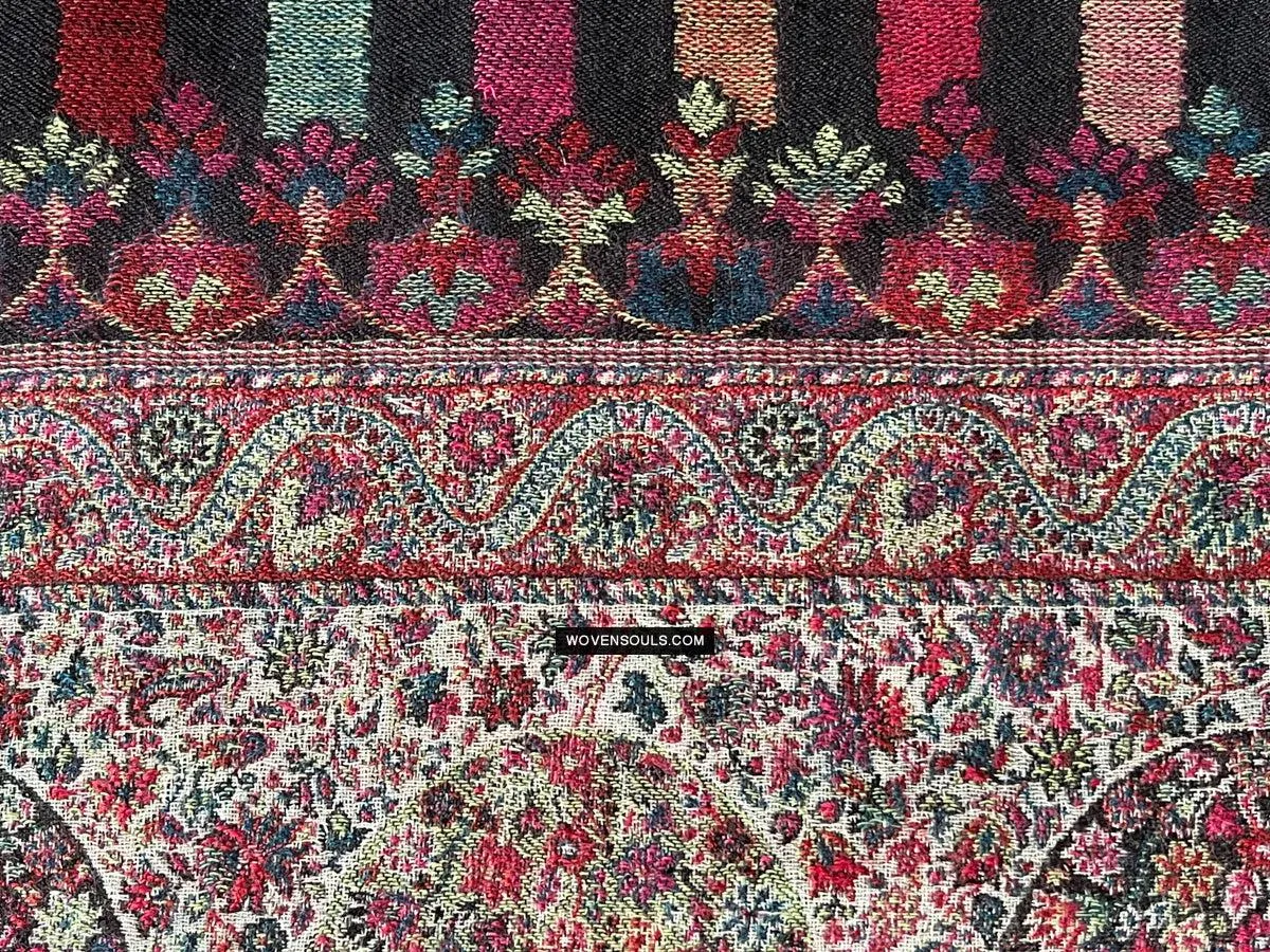 1695 SOLD Black Boteh Shawl from Kashmir