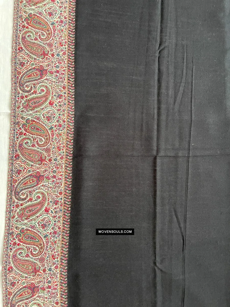 1695 SOLD Black Boteh Shawl from Kashmir
