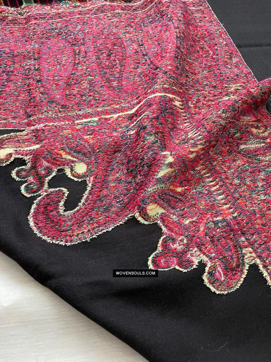 1695 SOLD Black Boteh Shawl from Kashmir