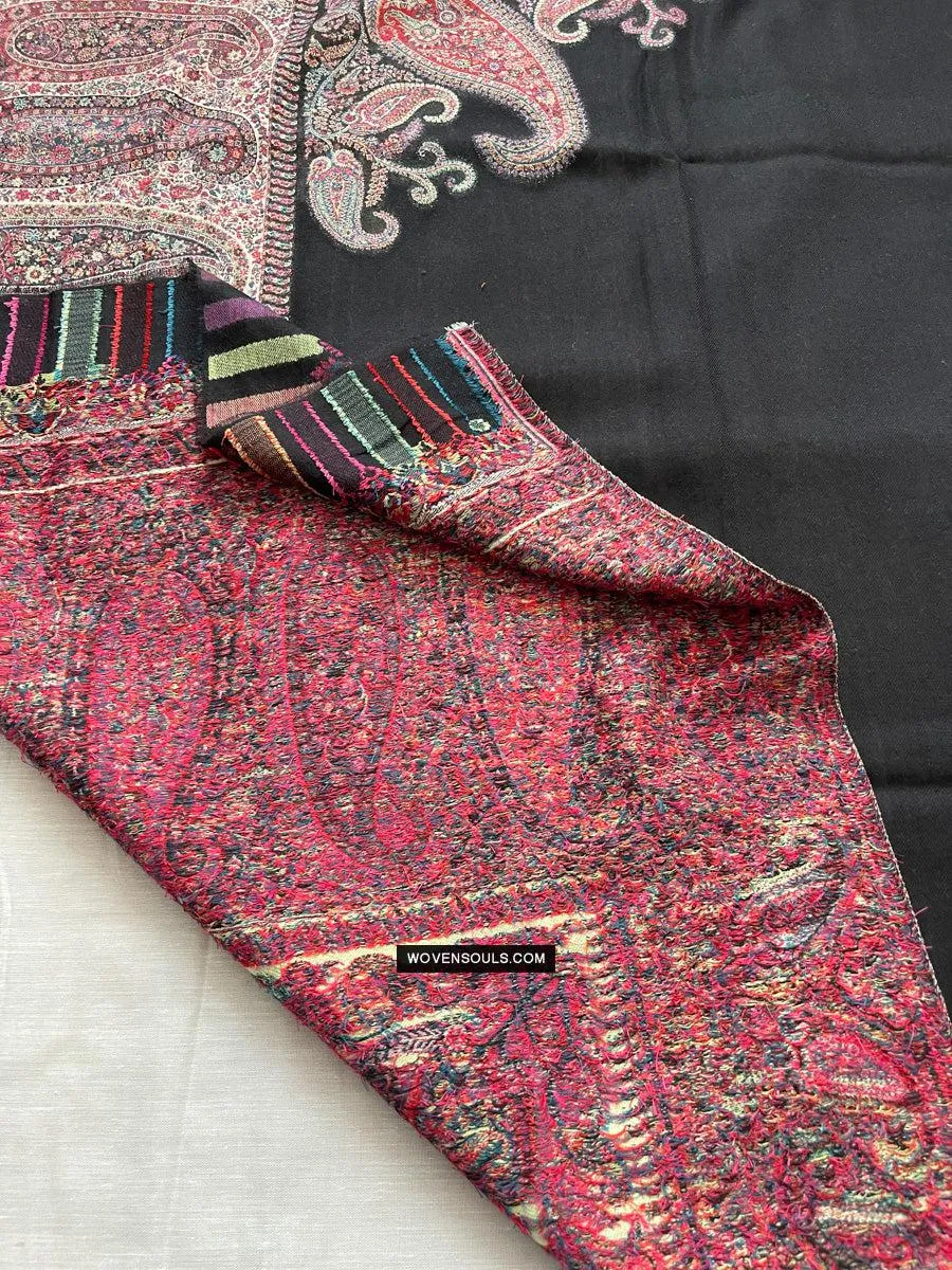 1695 SOLD Black Boteh Shawl from Kashmir
