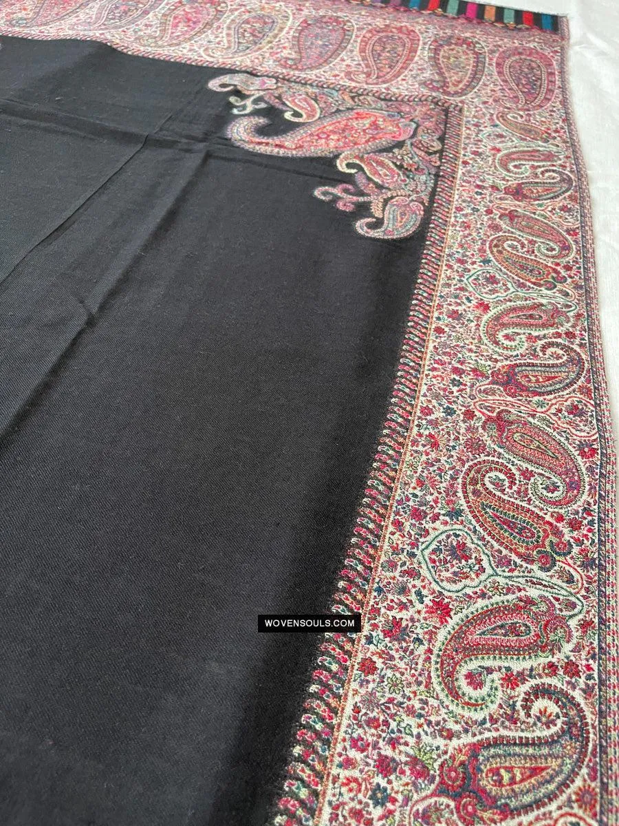 1695 SOLD Black Boteh Shawl from Kashmir