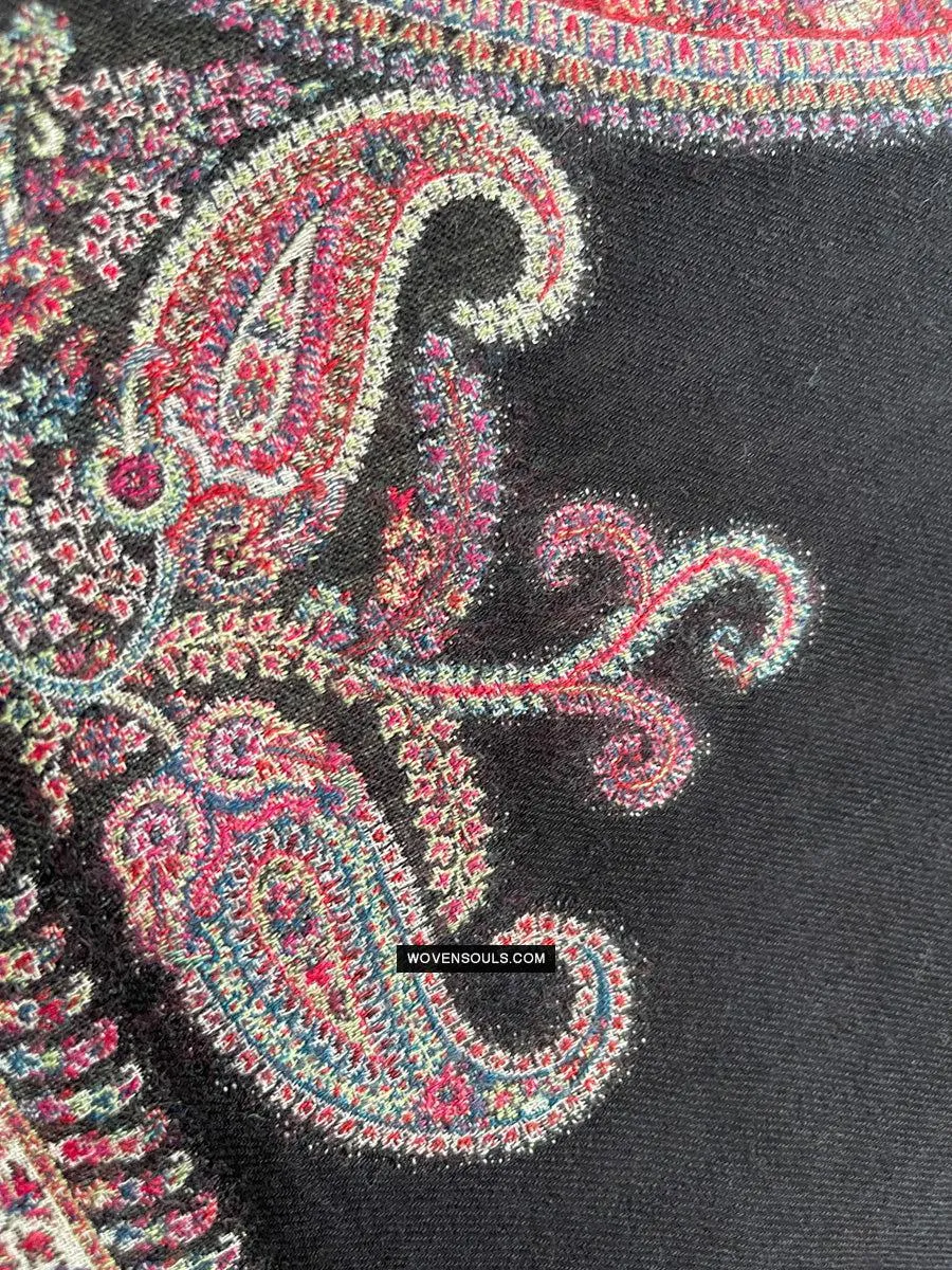1695 SOLD Black Boteh Shawl from Kashmir