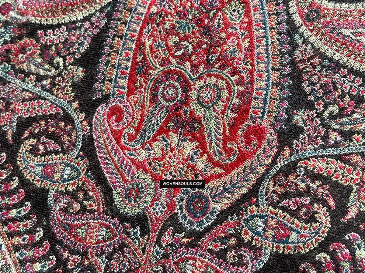 1695 SOLD Black Boteh Shawl from Kashmir