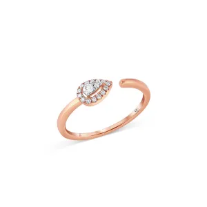 18K Rose Gold Diamond Open Pear Snake Motif Ring