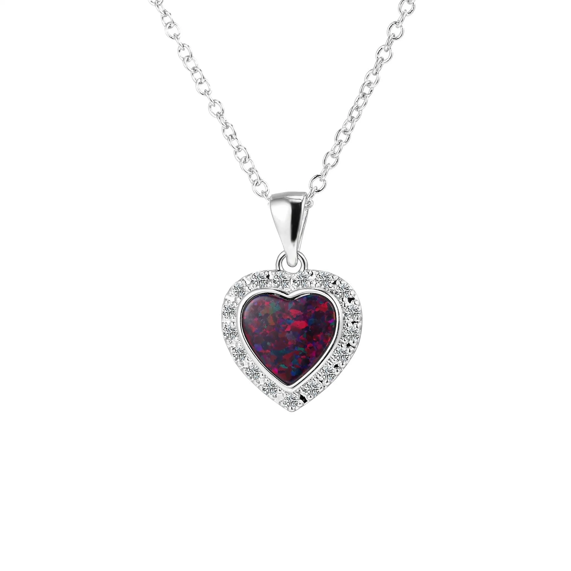 18K White Gold Plated Crystal Heart Necklace