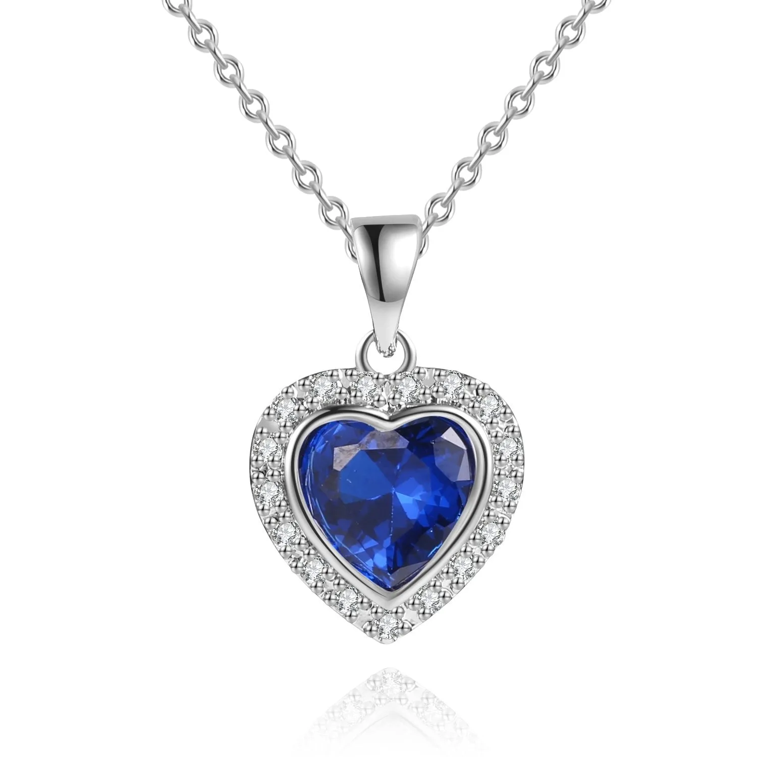 18K White Gold Plated Crystal Heart Necklace