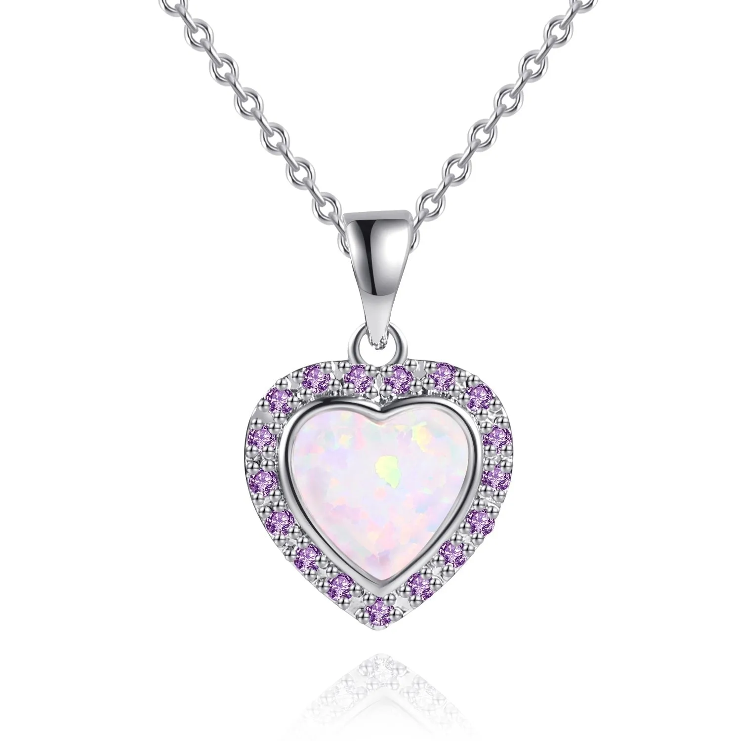 18K White Gold Plated Crystal Heart Necklace