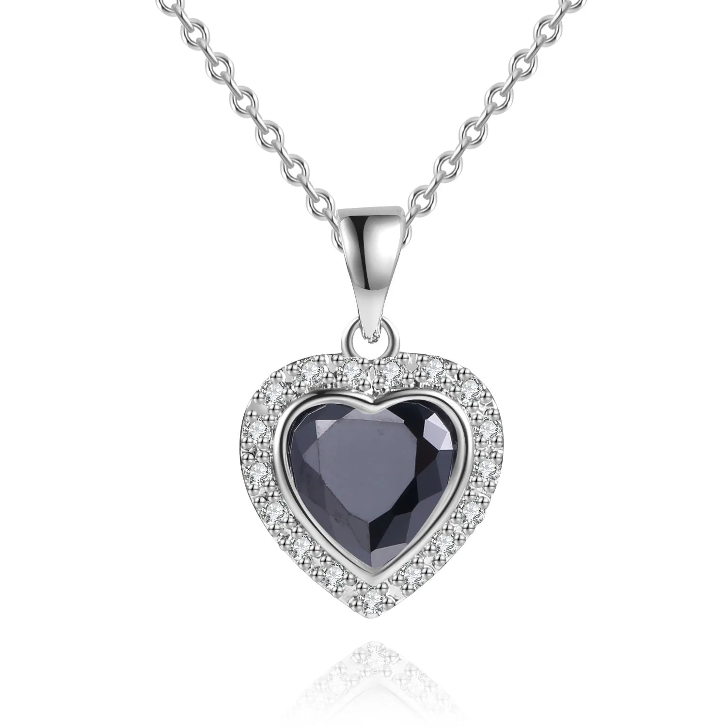 18K White Gold Plated Crystal Heart Necklace