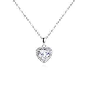 18K White Gold Plated Crystal Heart Necklace