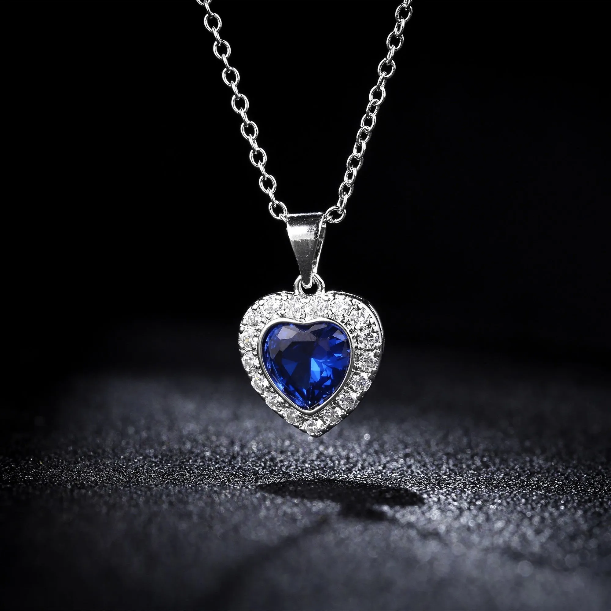 18K White Gold Plated Crystal Heart Necklace