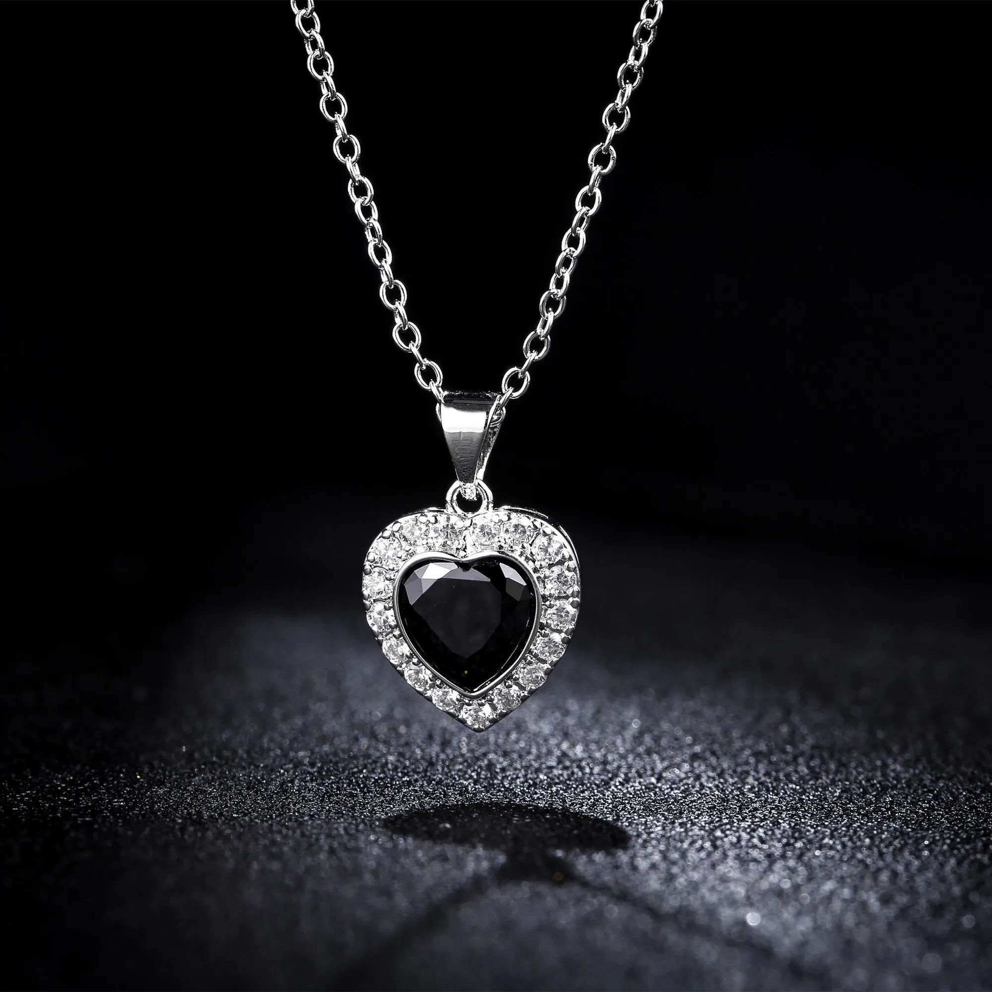 18K White Gold Plated Crystal Heart Necklace