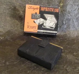 1950's Volupte Sophisticase Compact Purse Gold Compact Mad Men Purse Evening Bag In Original Box
