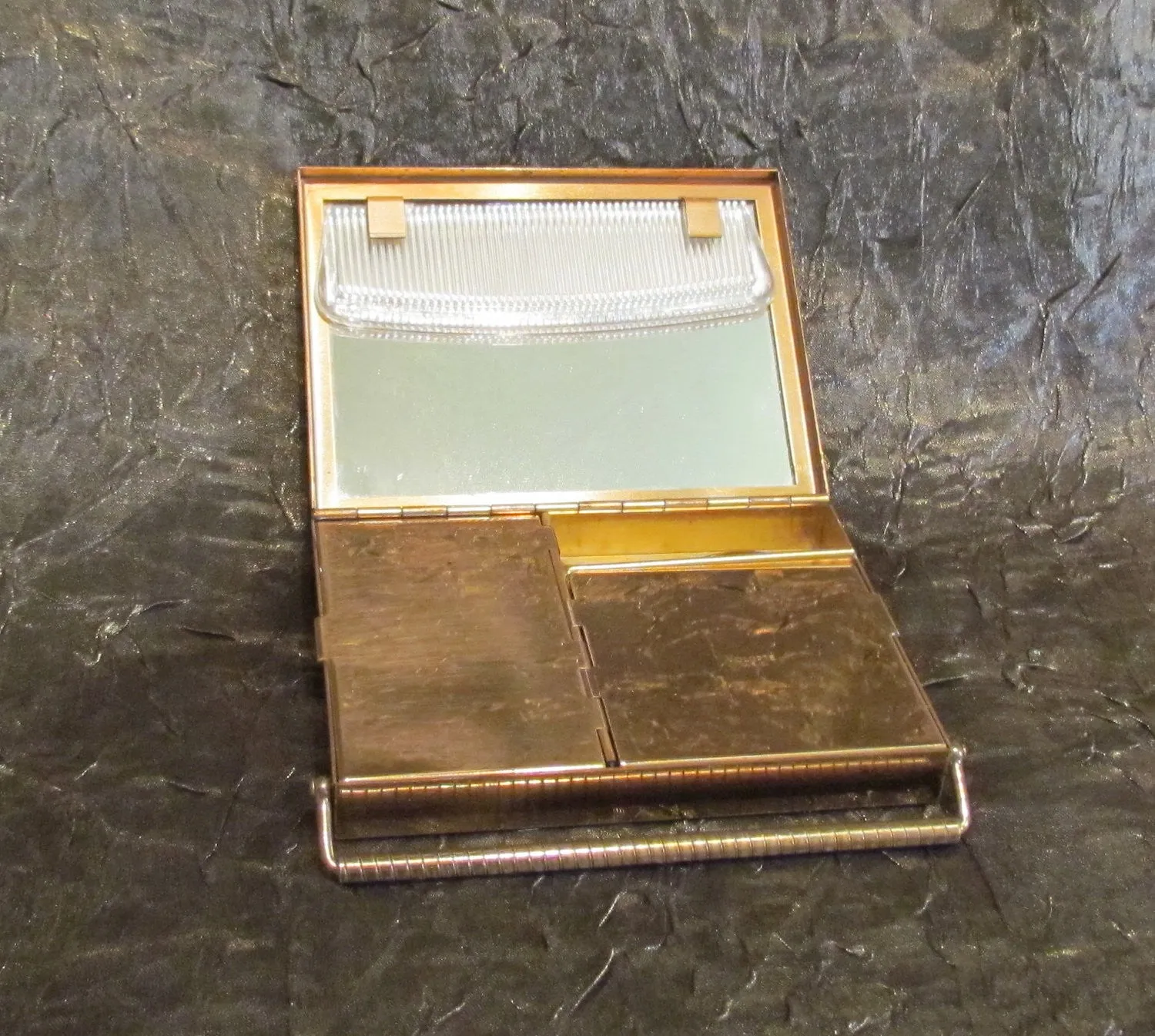 1950's Volupte Sophisticase Compact Purse Gold Compact Mad Men Purse Evening Bag In Original Box