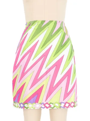1960s Emilio Pucci Zig Zag Slip Skirt