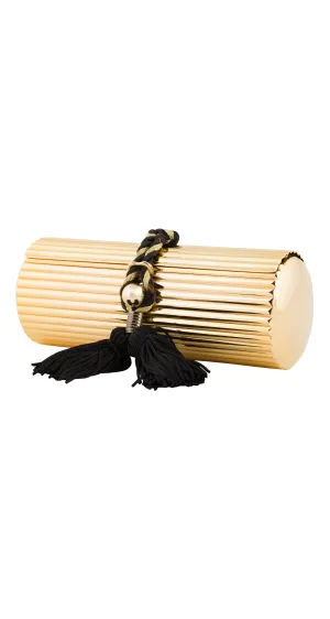 1980s Gold Metal Tassel Convertible Minaudière Bag