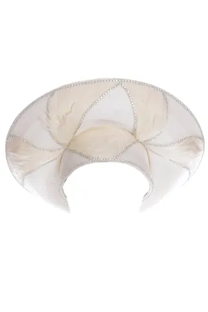 1990s Makins White with Cream Feathers Church Derby Hat