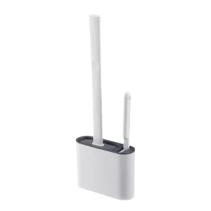 2 in 1 Flex Silicone Toilet Brush with Holder-Dark Gray