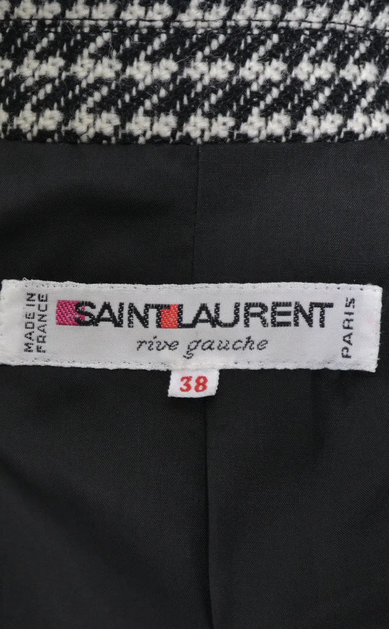 2 Pc YSL Yves Saint Laurent Rive Gauche Houndstooth Vintage Wool Suit