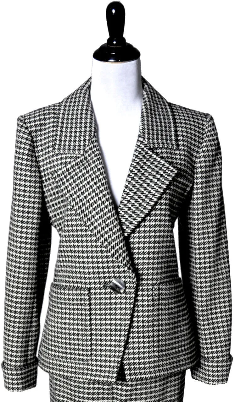 2 Pc YSL Yves Saint Laurent Rive Gauche Houndstooth Vintage Wool Suit