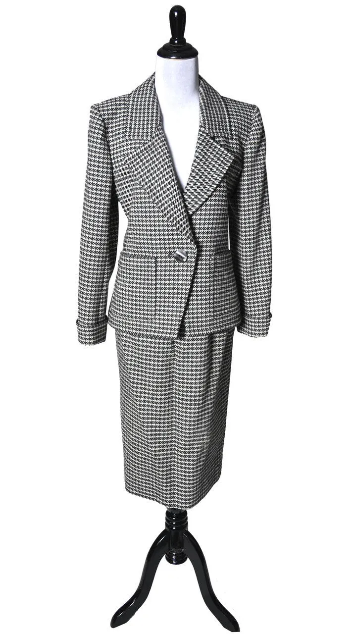 2 Pc YSL Yves Saint Laurent Rive Gauche Houndstooth Vintage Wool Suit